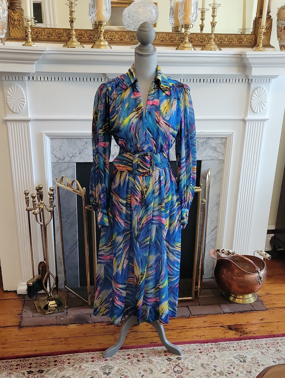 Vtg 1960's Chiffon Abstract Dress